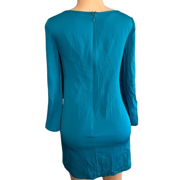 MILLY Aqua Stretch Silk Flutter Sleeve Butterfly Mini Dress - Picture 7 of 10